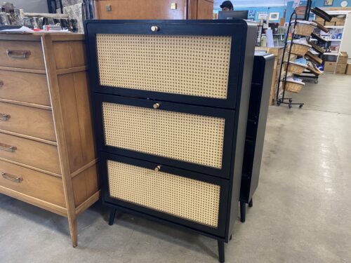 HOMMOO Rattan 3 Compartment Shoe Storage