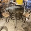 Glass Top Dining Table with Metal Base and 2 Matching Chairs
