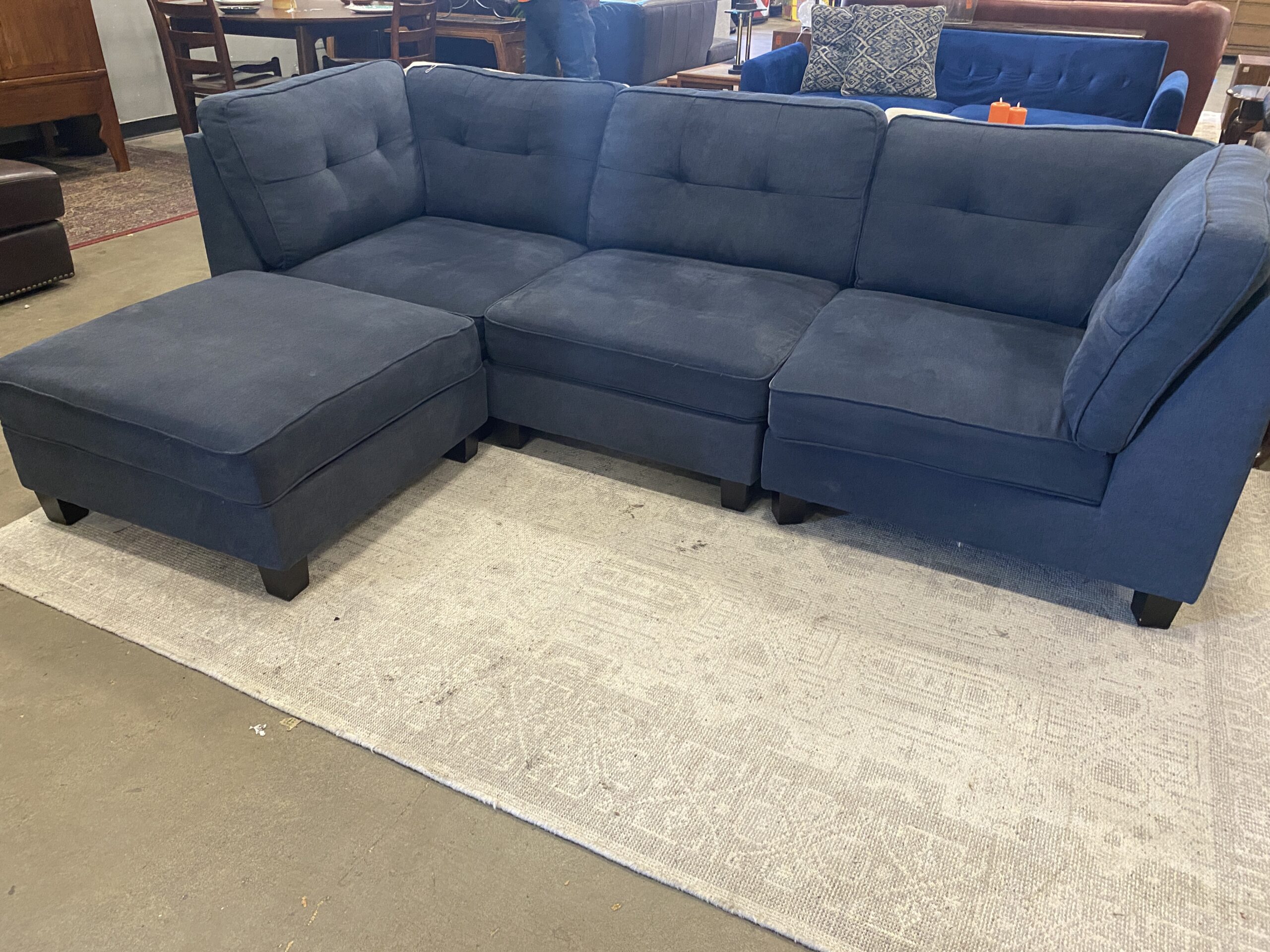 ASHELY Navy Blue 4 Piece Modular Couch