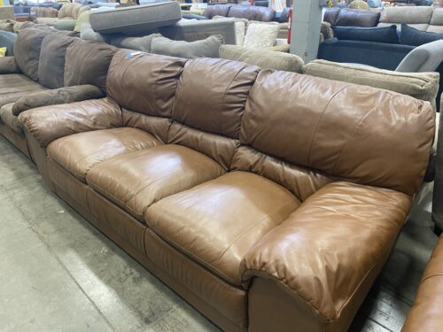 Caramel Faux Leather Sofa
