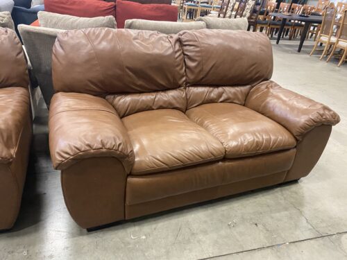 Caramel Faux Leather Loveseat