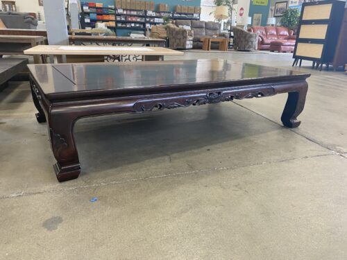 Large Rosewood Coffee Table with Engraved Legs