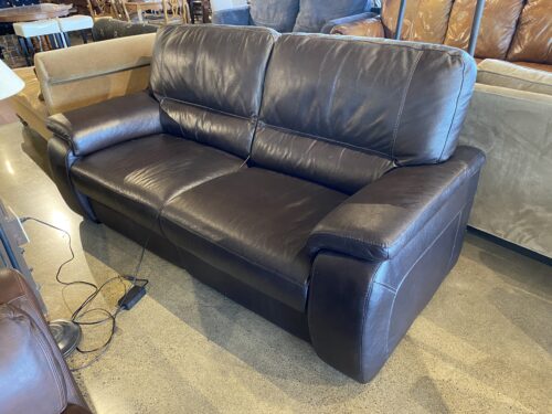 Brown Leather Power Recliner with Hidden Buttons