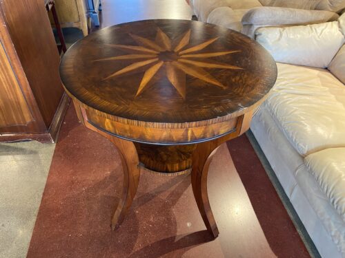 Round Table with Starburst Inlay Pattern