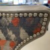KELLEX Grey Leather Chair w/ Orange Fabric Backing & Nailhead Trim