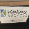 KELLEX Grey Leather Chair w/ Orange Fabric Backing & Nailhead Trim