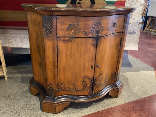Hand Painted Cottagecore Buffet w/ Floral Trim