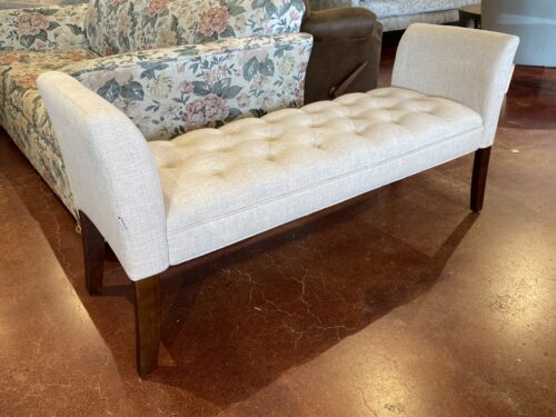 HOMCOM High-Arm Tufted Cream Bench