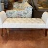 HOMCOM High-Arm Tufted Cream Bench