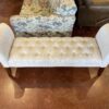 HOMCOM High-Arm Tufted Cream Bench