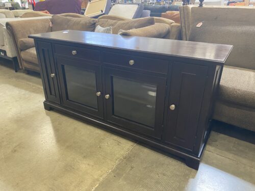 Contemporary Dark Wood Media Center with CD Racks