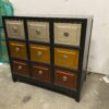 Black Framed Dresser with Warm Metallic Drawers