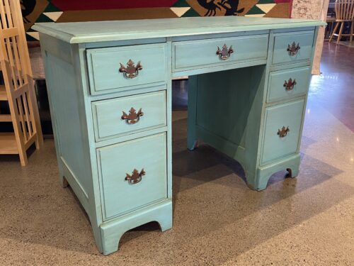 Turquoise Solid Wood 7-Drawer Desk