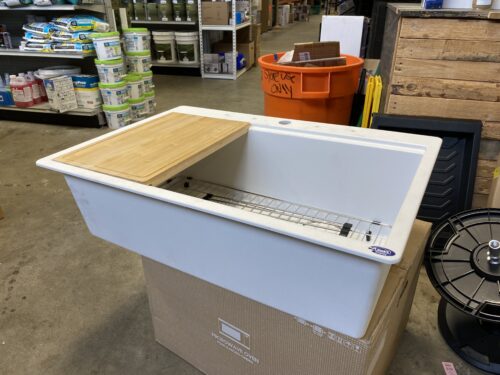 ALLEN + ROTH Drop-In White Quartz Offcenter Kitchen Sink