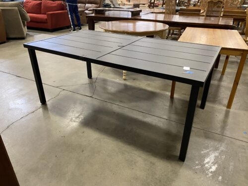 Black Slatted Metal Extra Long Patio Table