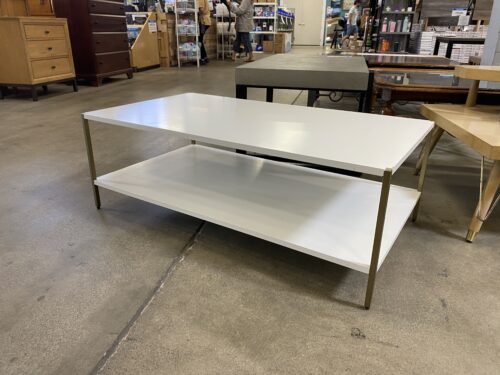 WILLIAM SONOMA Zane Modern White and Gold Coffee Table