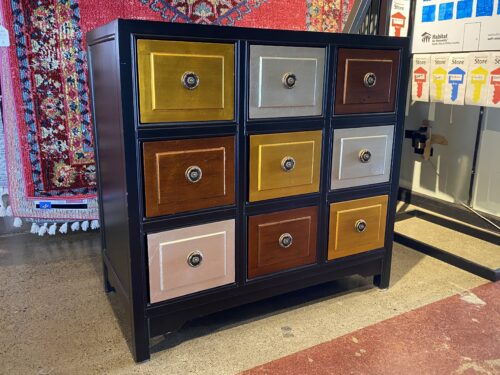 Metallic 9-Drawer Apothecary Style Dresser