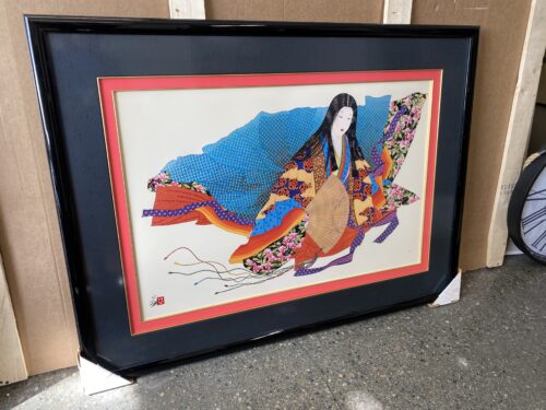"Black Lady of 36 Poets" Signed Japanese Mixed Media Print by Hisashi Otsuka