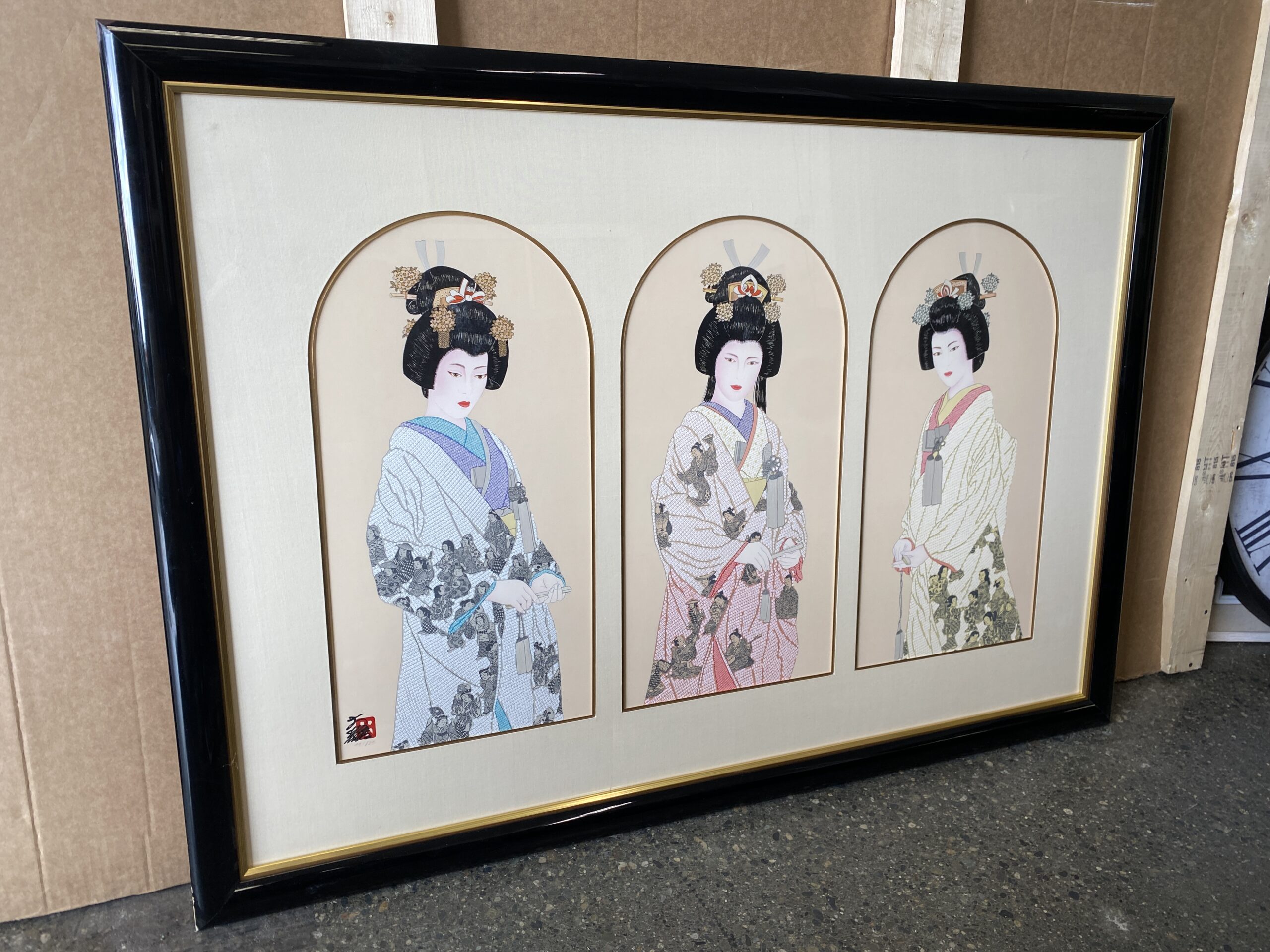 “Brides” Signed Japanese Mixed Media Print by Hisashi Otsuka