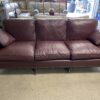 HICKORY CHAIR Burgundy Leather 3-Seat Sofa w/ Nailhead Trim