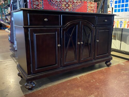 PULASKI Expanding Espresso Brown Buffet w/ Lit Cabinet