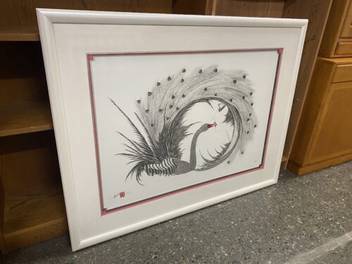 "Kiss of the Black Swan" Japanese Mixed Media Print Signed by Hisashi Otsuka