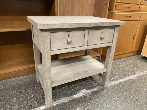 Weathered Grey Modern 2 Drawer Nightstand