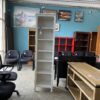 Thin White 6 Tier Bookshelf with Overhang Light