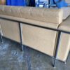Contemporary Tan Leather Loveseat w/ Metal Frame