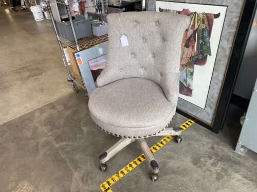LINON HOME Sinclair Light Grey Studded Rolling Office Chair