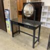 Black Wood 2 Drawer Circle Mirror Vanity