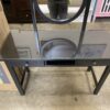 Black Wood 2 Drawer Circle Mirror Vanity