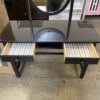 Black Wood 2 Drawer Circle Mirror Vanity