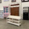 Cream Wood Shoe and Coat Rack Bench