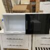 Black and White Sliding Door Cabinet with Lock
