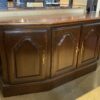 Traditional Low Brown Trapezoid Buffet w/ Shelving