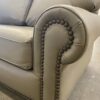 THE LEATHER FACTORY Light Khaki Studded Roll Arm Loveseat