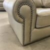 THE LEATHER FACTORY Light Khaki Studded Roll Arm Sofa