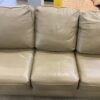 THE LEATHER FACTORY Light Khaki Studded Roll Arm Sofa