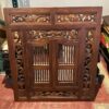 Ornate Wood Frame Shuttered Wall Mirror