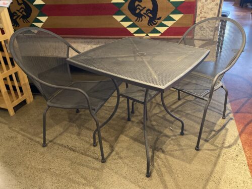 Charcoal Black All-Metal Patio Table & 2 Chairs