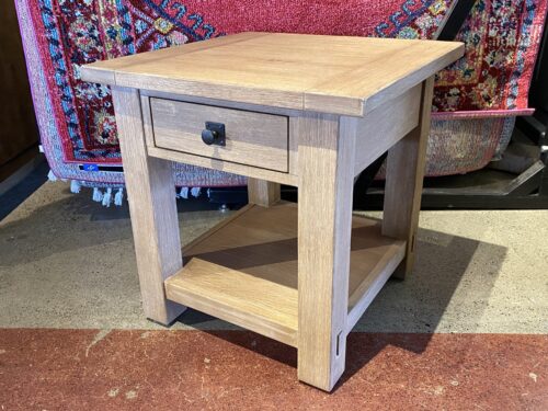 POTTERY BARN Blonde Benchwright Square Single Drawer End Table