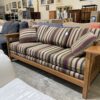 BASSETT Mission Style Wood Framed Stripe Cushion Sofa