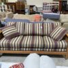 BASSETT Mission Style Wood Framed Stripe Cushion Sofa