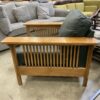 Green Leather Wood Framed Mission Style Arm Chair