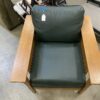Green Leather Wood Framed Mission Style Arm Chair