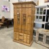 Rolling Carved Oak Armoire (No Shelves)
