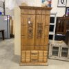 Rolling Carved Oak Armoire (No Shelves)