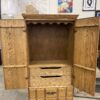 Rolling Carved Oak Armoire (No Shelves)