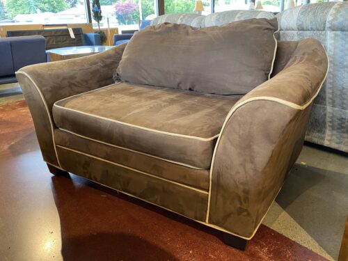 Deep & Wide Brown Armchair/Cuddle Loveseat
